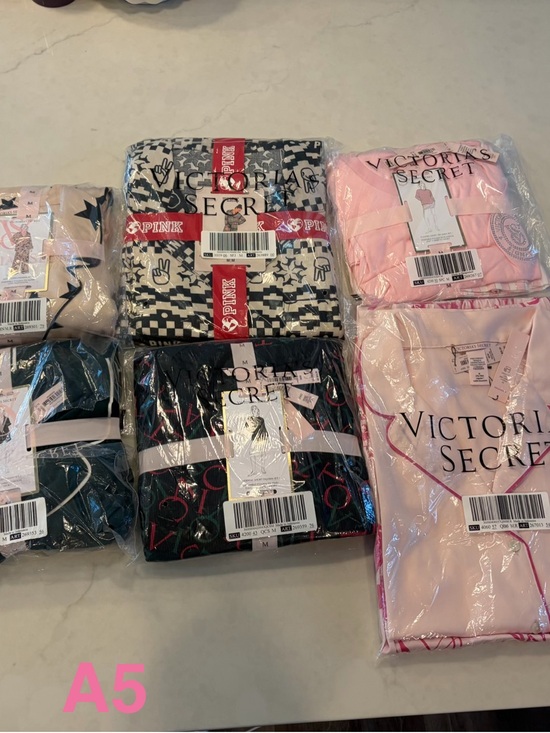 PINK Victoria's Secret Other - PINK Victoria's Secret Assorted Light Pink & Black Mixed Pajama Sets (6)